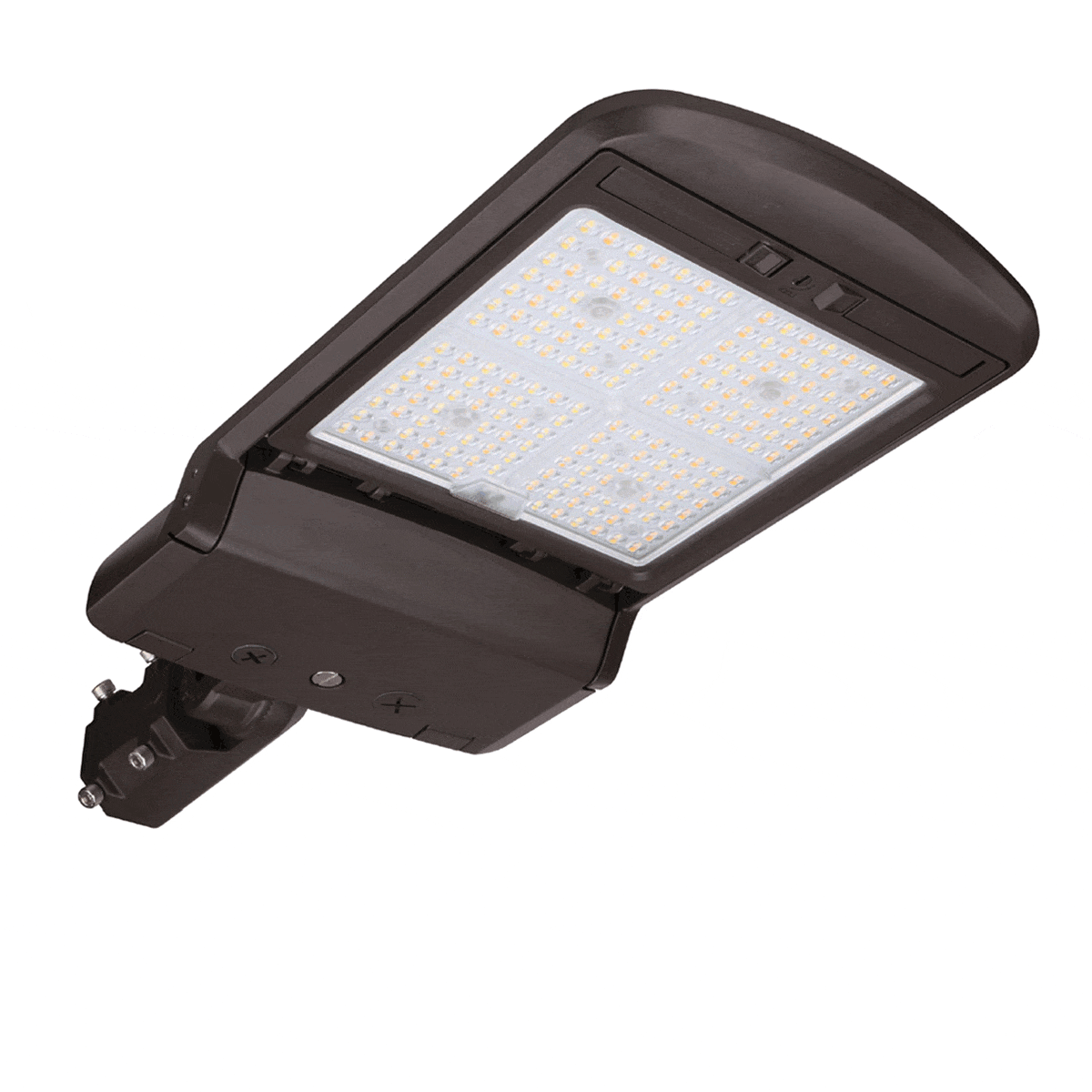 LED Shoebox Area Light with 3 color temperature settings and swappable optics for outdoor lighting 300 250 200W