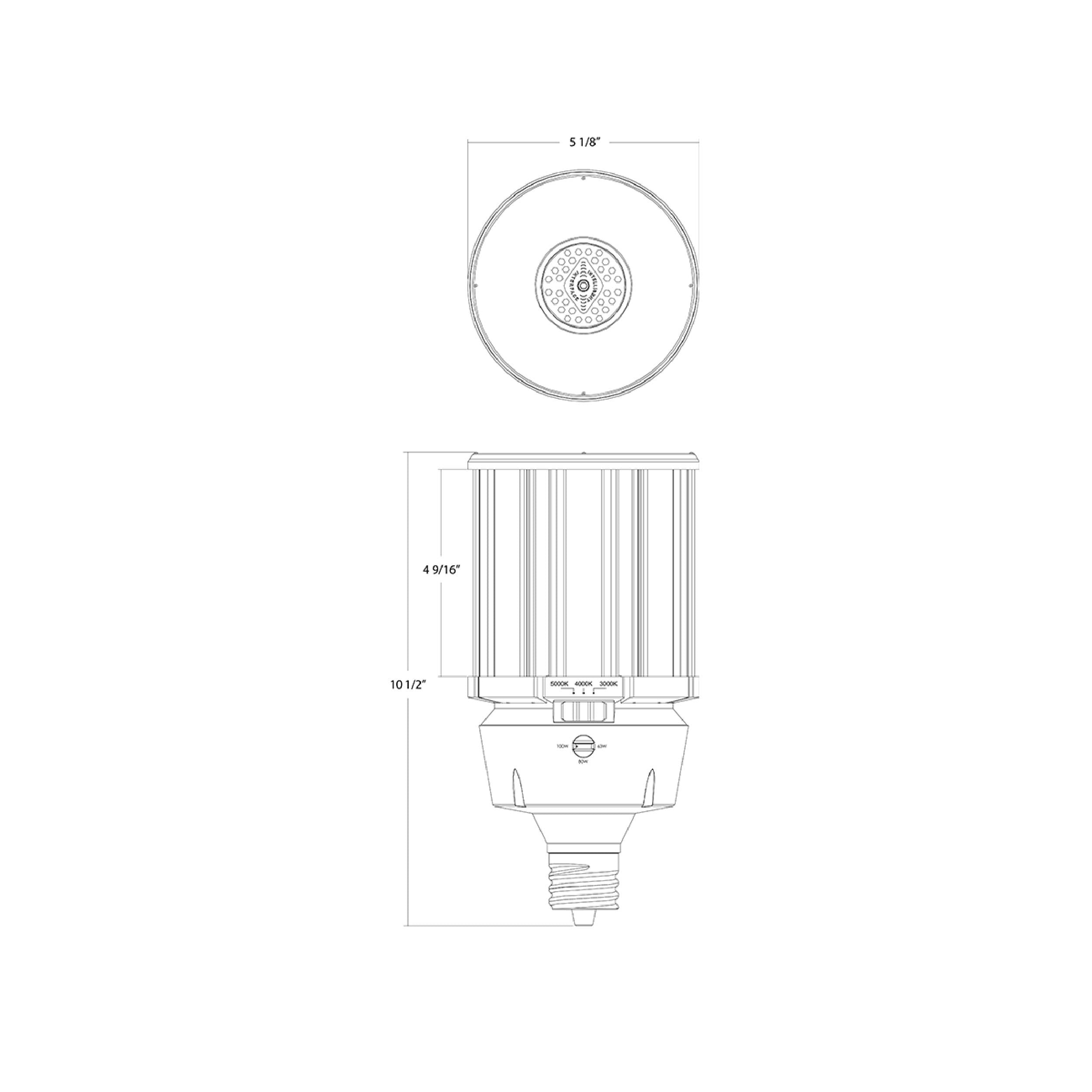 100W Selectable RAB LED HID Replacement Lamp - EX39