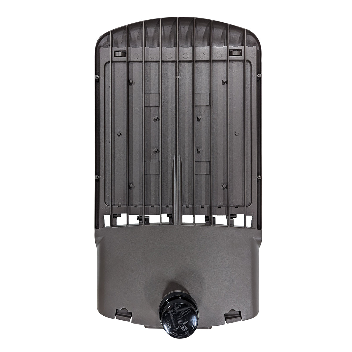 Top view of LED Shoebox Area Light with swappable optics and adjustable wattage options shown