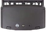 Close-up view of LED Shoebox Area Light showing controls for wattage and color temperature adjustments