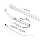 LED High Lumen Magnetic Retrofit Kit for 2x4 Troffer including two LED strips driver and connector accessories