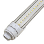 Close-up of an 8ft LED Tube 40W 7,200 lm Ballast Bypass with R17D endcap and visible LED diodes