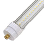 Close-up of an 8ft LED Tube 40W 7,200 lm Ballast Bypass with clear lens and gold pin connector end cap