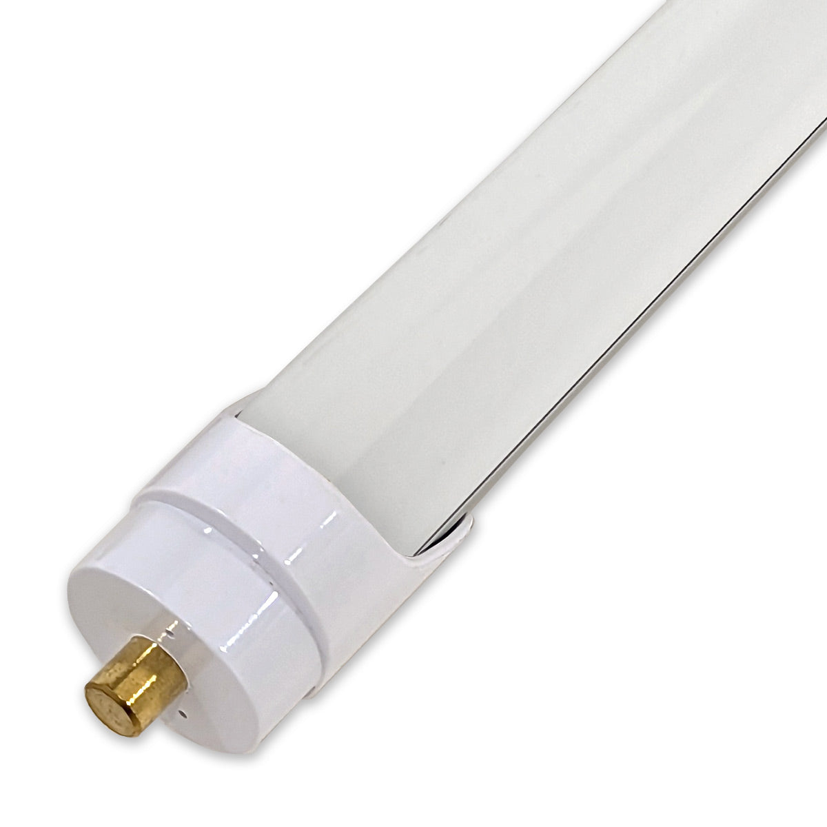 8ft LED Tube 40W 7,200 lm Ballast Bypass with white endcap and clear cylindrical body lighting product close-up