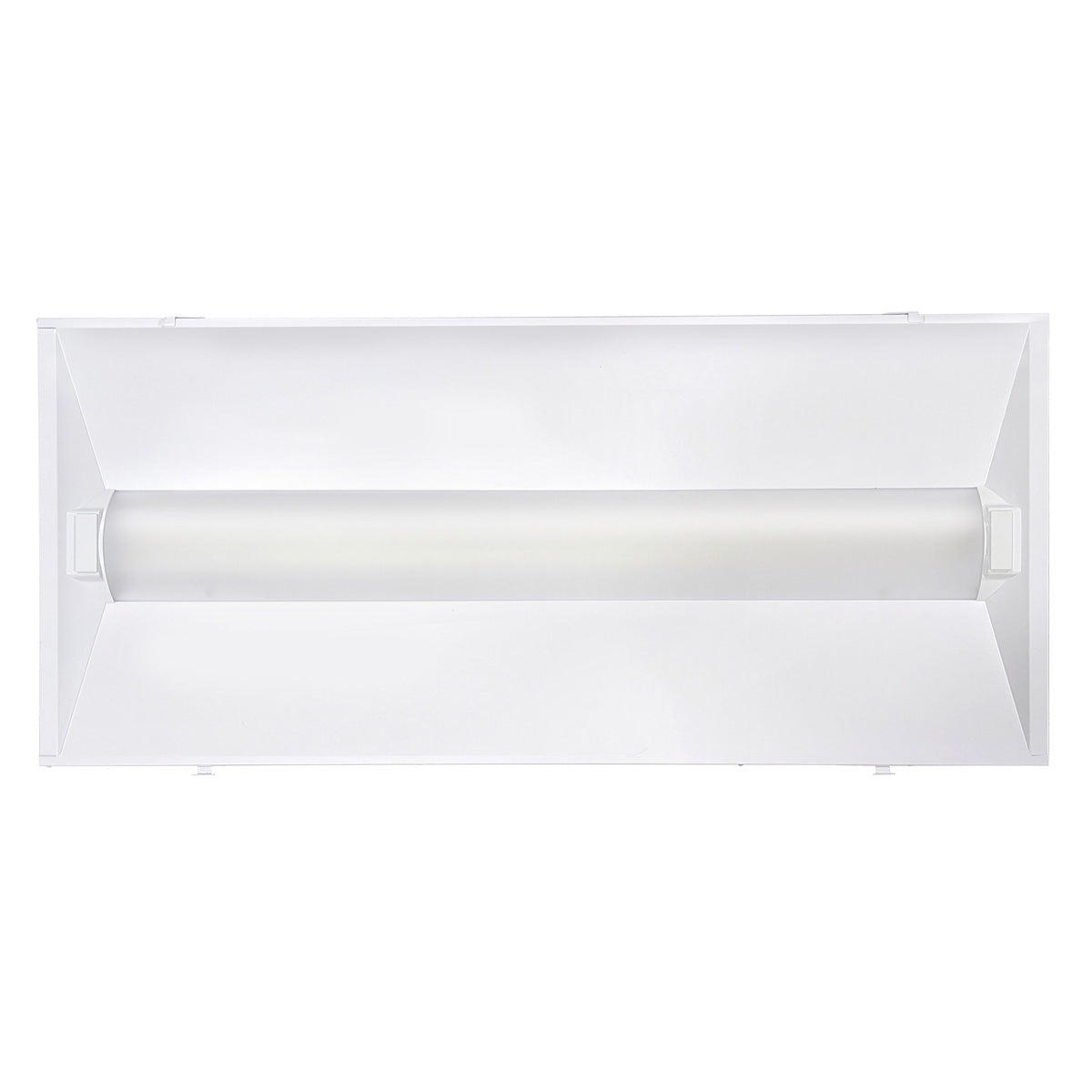 2x4 LED Troffer Retrofit with center basket design and light diffusing lens for commercial ceilings