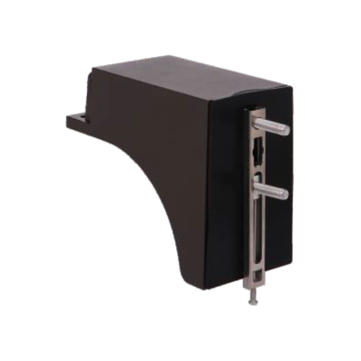 Square and round pole mount designed for SBXT3DB area lights with durable black metal construction and adjustable fittings.