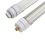 Close-up of two 8ft LED Tube 40W 7,200 lm Ballast Bypass light bulbs showing clear and frosted lens options.