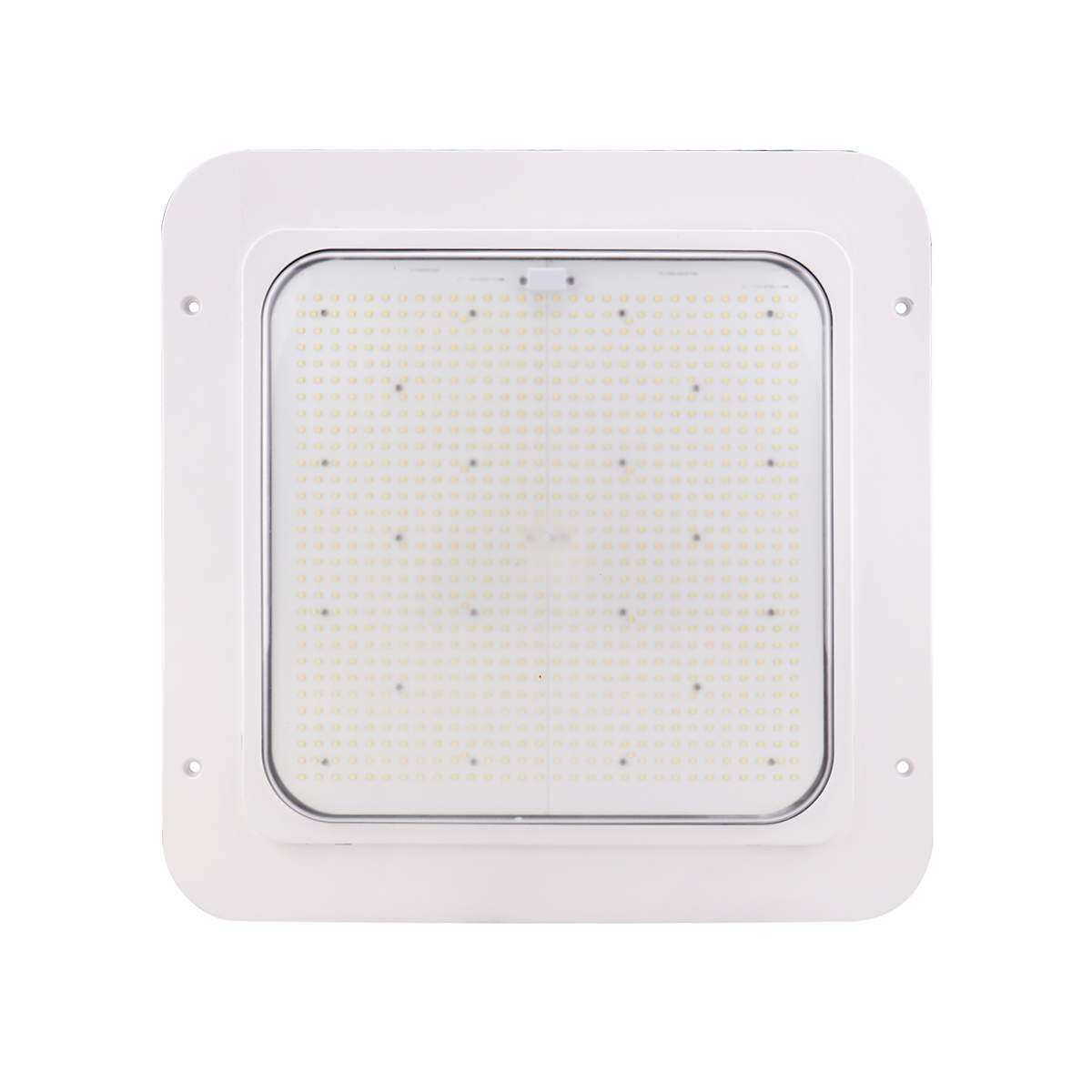 Square LED Canopy Light 240W with frosted lens and slim IP65-rated housing for durable outdoor use