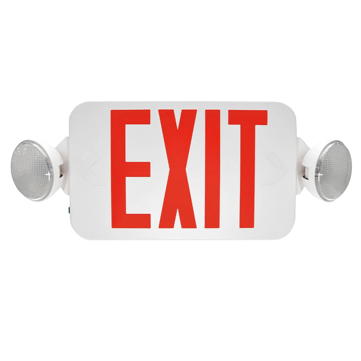 LED Exit Sign and Emergency Light Combo with dual heads and remote capability for reliable safety lighting