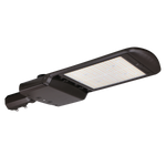 LED Shoebox Area Light with adjustable color temperature and swappable Type 3 and Type 5 optics in dark finish