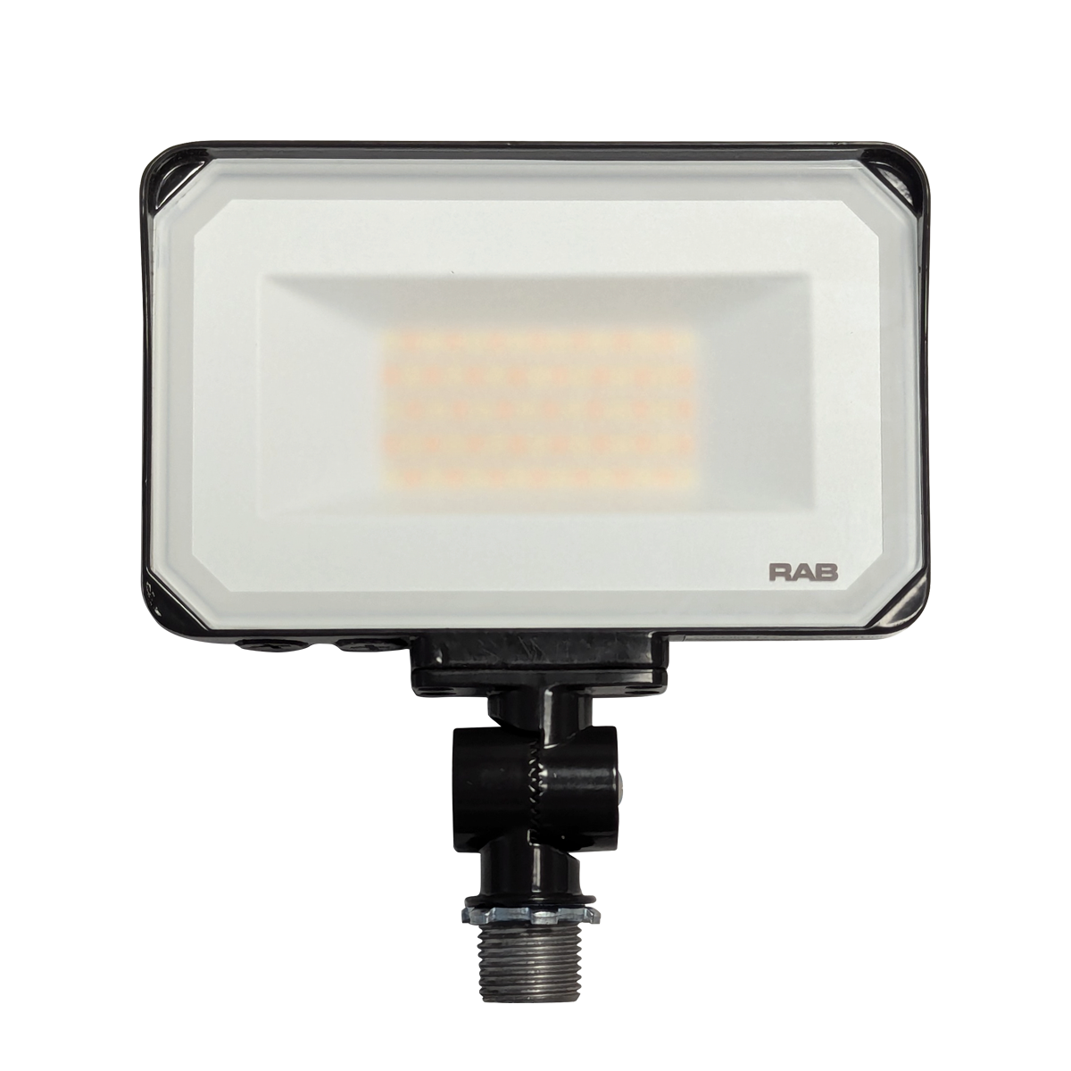 LED Flood Light RGBW 60W RAB X34 with white high-reflectance coating and adjustable bracket for optimal lighting direction